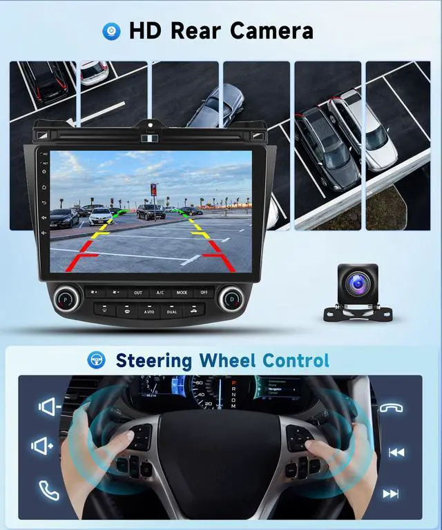 Alt view image 3 of 6 - 5Ghz WiFi Car Radio Stereo for Honda Accord 2003-2007 Android 15,10.1 inch Capacitive HD Touch Screen with Wireless carplay&Android Auto GPS Navigation WiFi Bluetooth USB FM Car Audio SWC 2G+64G