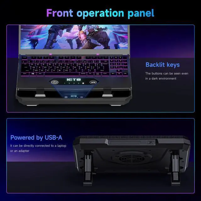 Alt view image 6 of 6 - GT300 Upgraded Laptop Cooling Pad with Adjustable Stand, Turbo Boosted Cooler for Rapid Cooling 10-17inch Gaming Laptop, Flexible Sealing Ring,Featuring Air Filtration Adjustable clamp