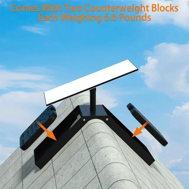 Alt view image 3 of 6 - Starlink Gen 3 Standard 4/4X Roof Ridge Mount | 13lb Counterweights Included, Non-Penetrating Adjustable Pivot Kit, Heavy Duty No-Drill Satellite Stand, Pipe Adapter