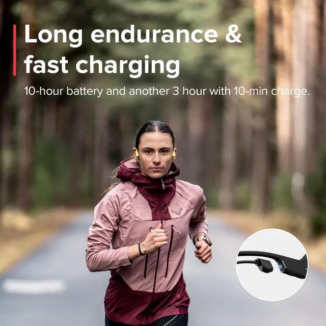 Alt view image 4 of 6 - Sonic Open-Ear Bluetooth Bone Conduction Sports Headphone, Black | Wireless Headset, Enhanced Bass, 10H Playtime, Fast Charging, Built-in Dual Mics, IP55 Sweat&Water Resistant, Lightweight