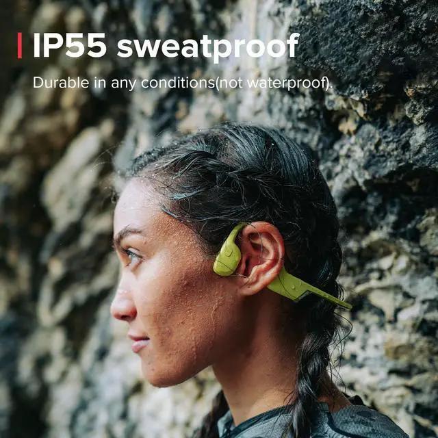 Alt view image 5 of 6 - Sonic Open-Ear Bluetooth Bone Conduction Sports Headphone, Black | Wireless Headset, Enhanced Bass, 10H Playtime, Fast Charging, Built-in Dual Mics, IP55 Sweat&Water Resistant, Lightweight