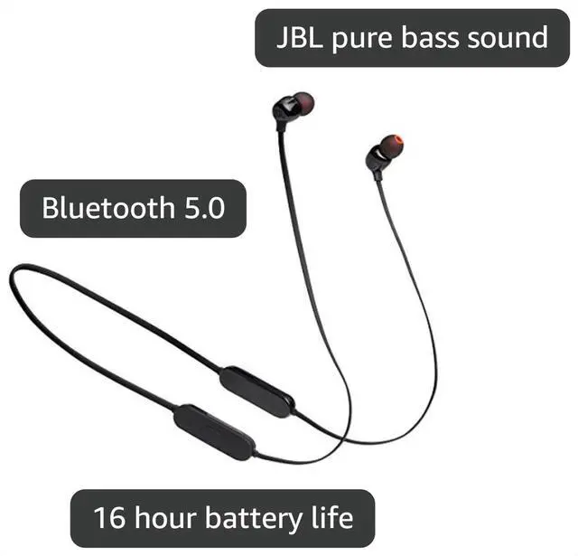 Alt view image 3 of 6 - Tune 125 - Bluetooth Wireless in-Ear Headphones with 3-Button Mic/Remote and Flat Cable - Black, Small