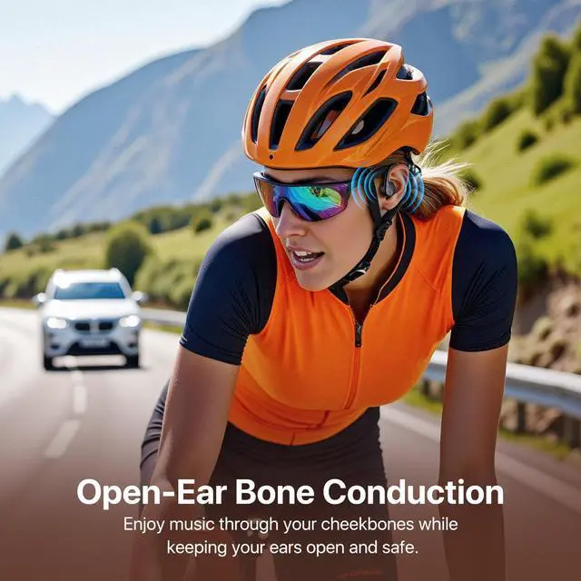 Alt view image 2 of 6 - Bone Conduction Headphones, Open Ear Sports Headphones, Wireless Earbuds with Mic, Bluetooth 6.0, 10H Playtime, IPX5 Sweatproof, Lightweight Secure Fit for Running, Cycling, Gym, Black