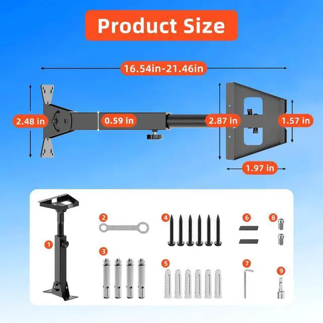 Alt view image 2 of 6 - Starlink Mount Adjustable Starlink Roof Mount Kit Standard Gen 3//4/4X Mount with Telescoping Support Arm Metal Construction for Starlink 4 Mount Easy Installation for Concrete Tile Wood Roof Wall
