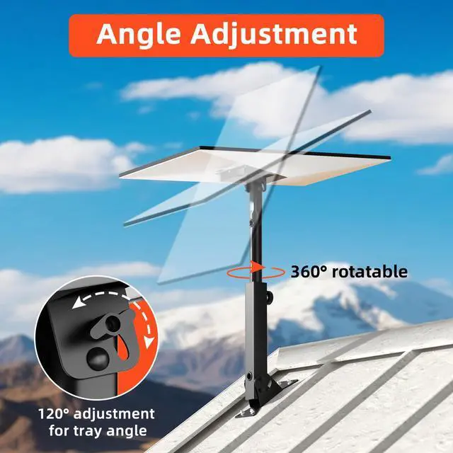 Alt view image 6 of 6 - Starlink Mount Adjustable Starlink Roof Mount Kit Standard Gen 3//4/4X Mount with Telescoping Support Arm Metal Construction for Starlink 4 Mount Easy Installation for Concrete Tile Wood Roof Wall