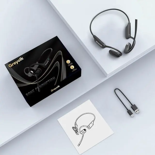 Alt view image 5 of 6 - Open Ear Headphones with Mic, Wireless Headset with AI Noise Cancellation Microphone Bluetooth 5.4 Bluetooth Headset with Mic Air Conduction Headphones for Work Call Meeting Driving