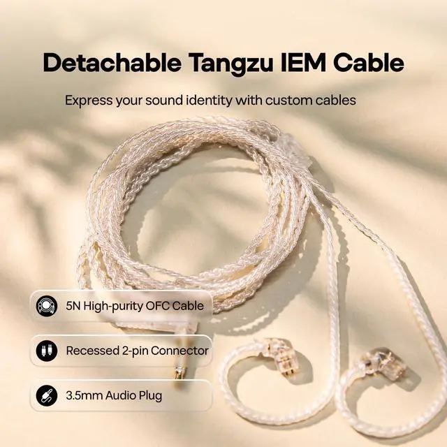 Alt view image 6 of 6 - TANGZU Waner S.G HiFi 10mm Dynamic Driver PET Diaphragm in-Ear Earphone with Ergonomic Shape, Detachable Recessed 2Pin OFC Braided Cable for Audiophile Musician DJ Stage(Green, with Mic)