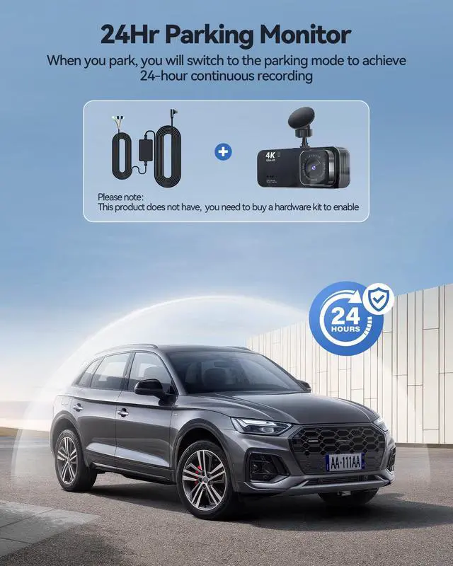 Alt view image 3 of 6 - Dash Camera for Cars, 4K Dash Cam Front and Rear with 5G WiFi, 32GB Card Included, Loop Recording, Night Vision, 170°Wide Angle, G-Sensor, 24H Parking Mode