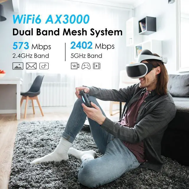 Alt view image 4 of 6 - AX3000 WiFi 6 Mesh System 3 Pack - 2026 Latest, Up to 3.0 Gbps Speed & 7,300 Sq. Ft. Coverage, Replaces Wireless Router and WiFi Extender Signal Booster, Support Wired Backhaul, App Control