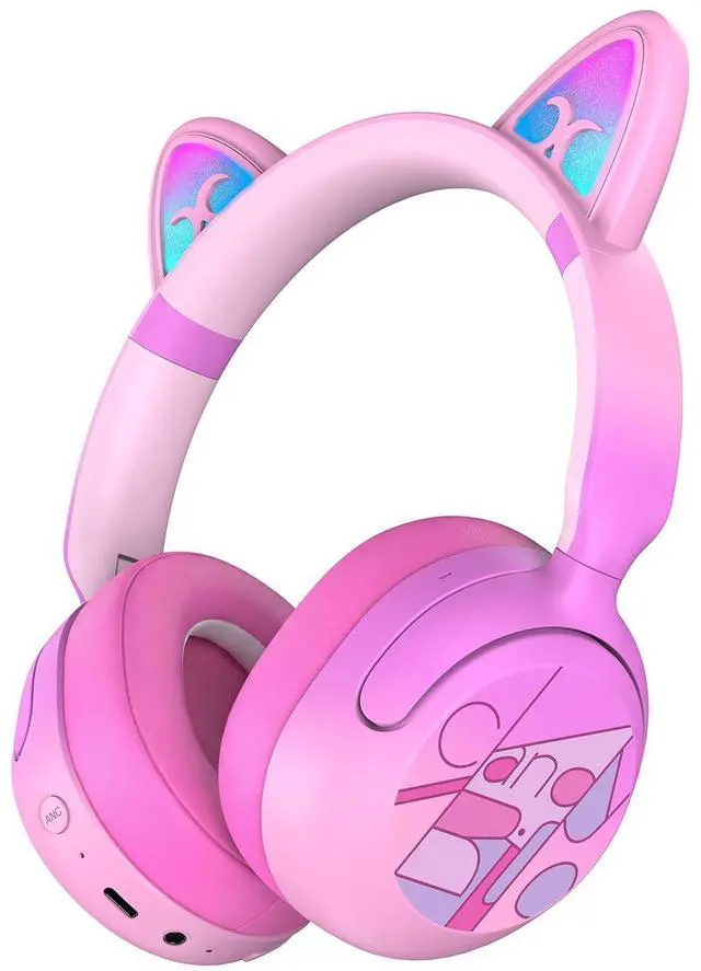 Main image of Kids Bluetooth Headphones, Active Noise Cancelling, 85dB Limit | LED cat ear, 40H playtime, Bluetooth 6.0, Fast charging, AUX Cable, Stereo Sound, Built-in mic for iPad Tablets Travel