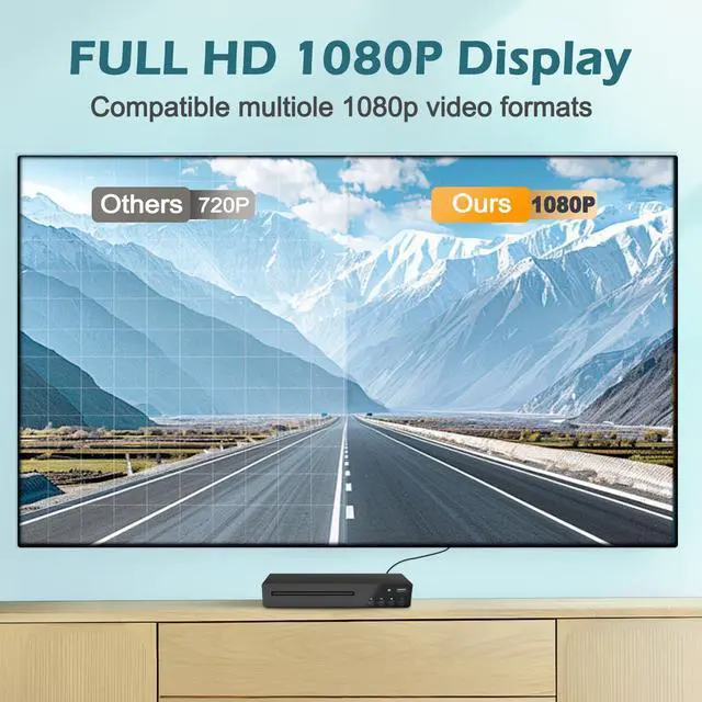 Alt view image 3 of 6 - Region Free DVD Player for Smart TV 1080P HDMI USB Input | Ultra-compact CD/DVD player with remote, PAL/NTSC support, HDMI & AV cables, USB playback, all-region compatible