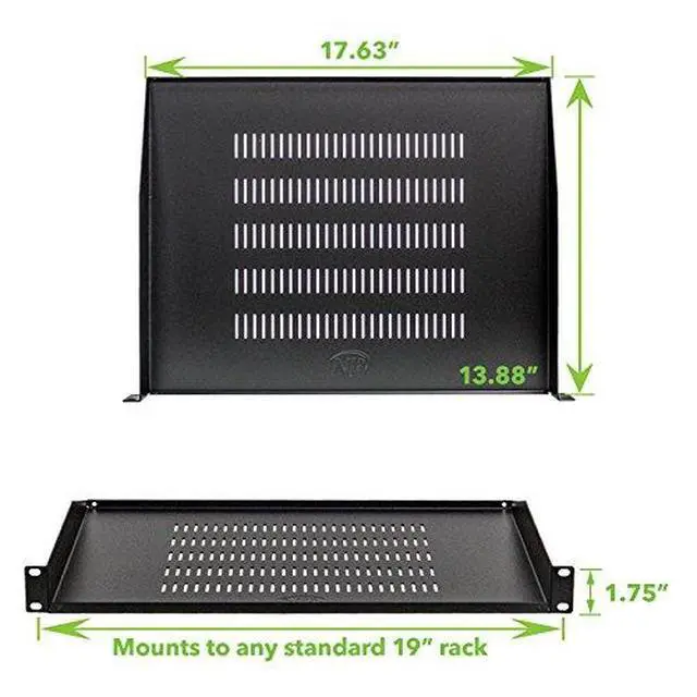 Alt view image 2 of 4 - Cantilever Server Shelf Vented Shelves Rack Mount 19 Inch 1U Black 14 Inches (350mm) deep