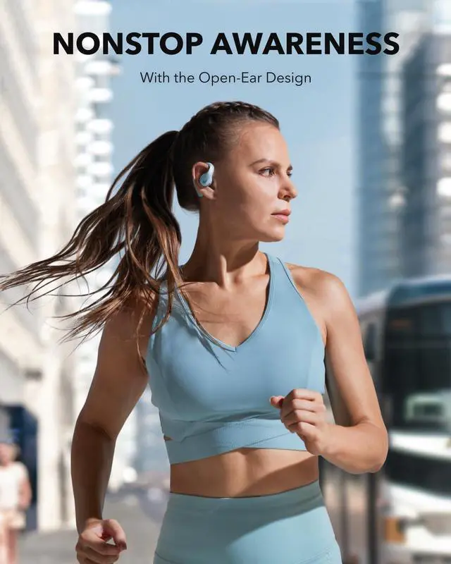 Alt view image 6 of 6 - AeroFit Pro by Anker Open Ear Earbuds, Open Ear Headphones | Ultra Comfort, Ergonomic Design, Secure Fit, Rich Sound, LDAC, 46H Playtime, Bluetooth 5.3, IP55 Water-Resistant, App Control
