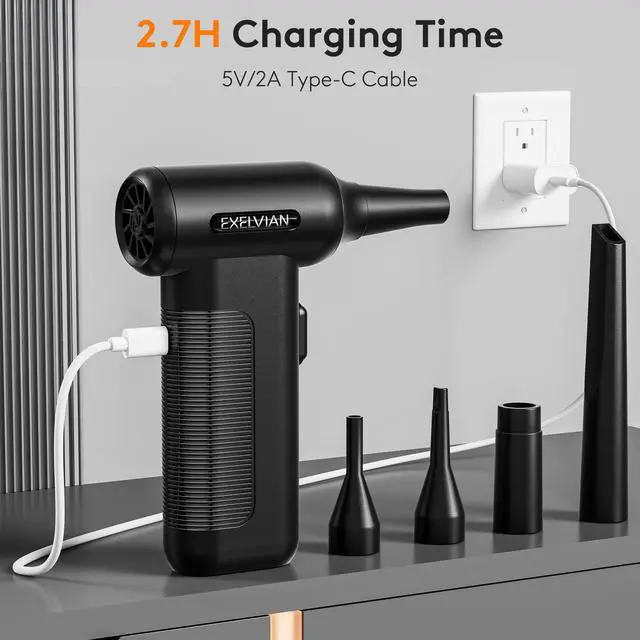 Alt view image 3 of 6 - Compressed Air Duster Electric: 150000RPM 10000mAh LED 6-Gear Adjustable Keyboard Cleaner, Wireless Rechargeable Duster for Computer Keyboard Cleaning