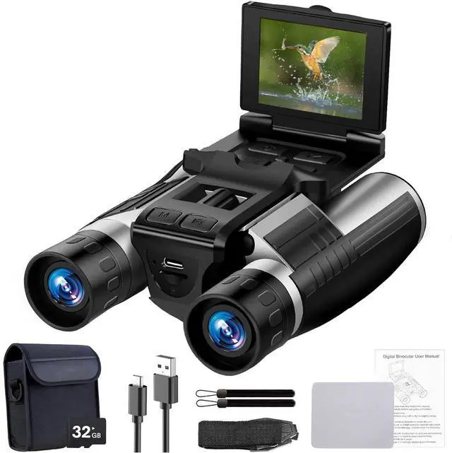 Main image of 12x32 Digital Binoculars with Camera, 48MP 2.5K Video for Bird Watching | 2.4" LCD 12x32 Binoculars Camera 48MP 2.5K Video Recorder for Sports Outdoor Hunting Concerts Includes 32GB Card