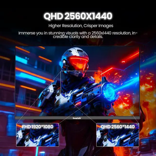 Alt view image 4 of 6 - 27 Inch Gaming Monitor IPS 120Hz, QHD 2560 * 1440p PC Monitor | Support HDMI & DP, Wall Mount Compatible 75 * 75mm, G-Sync & Freesync, Support HDR, Wall Mount Compatible 75 * 75mm