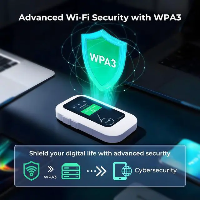 Alt view image 6 of 6 - 4G LTE Portable WiFi Hotspot, Mobile Internet Pay-as-You-Go Plan | No Contract, 1GB Trial Data, 10 Device Connections, 3000mAh Battery, Pocket WiFi for Travel, Home, Car, RV, Camping(US Only)