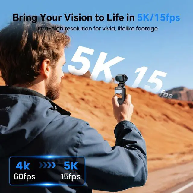 Alt view image 2 of 6 - 5K Body Camera with Microphone, W5 Vlogging Camera, 5K/15FPS and 4K/60FPS with 270° Rotating Lens, External Mic Support, Clip/Strap Options, EIS Stabilization for Meeting, and Daily Use (128GB)