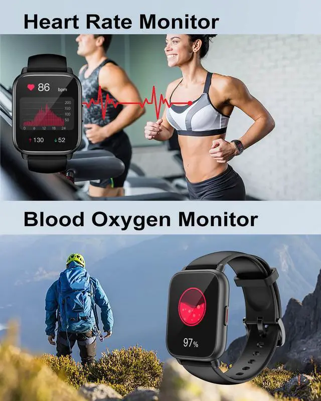 Alt view image 4 of 6 - Smart Watches for Women Men (Answer/Make Call, 2 Bands), 1.8", Black | Smartwatch for iPhone/Android Phone, Fitness Tracker Heart Rate/Sleep Monitor, Step Calories Counter Digital Watch Waterproof