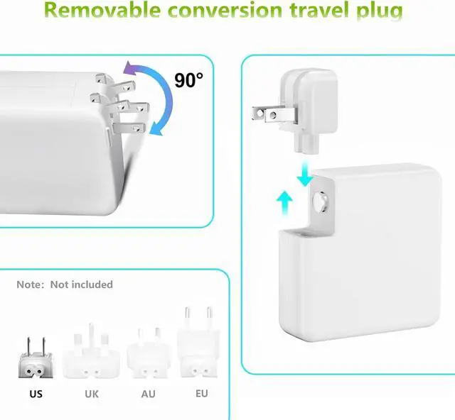 Alt view image 6 of 6 - Mac Book Pro Charger 60W L-Tip Mag 1 Power Adapter for 13" Before Mid 2012 | Mag-netic 1 Charger Laptop Charger Compatible with old Ma Book Pro A1278, A1181, A1342, A1370, A1369