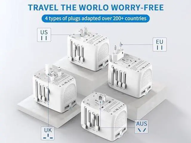 Alt view image 4 of 6 - International Travel Adapter Voltage Converter Combo for 100V-240V with 2 USB Ports, USA to UK Europe Australia 200+