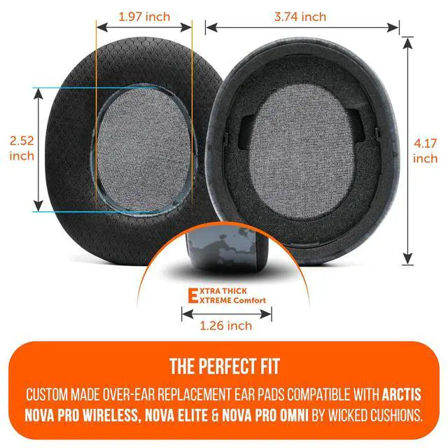 Alt view image 5 of 6 - Modkit V2 Nova Pro Wireless, Pro Omni, & Elite - Gel Earpads, Extra-Wide Headband, & Side Plates for Arctis Nova Pro Wireless, Nova Elite & Nova Pro Omni by Wicked Cushions | Black Camo