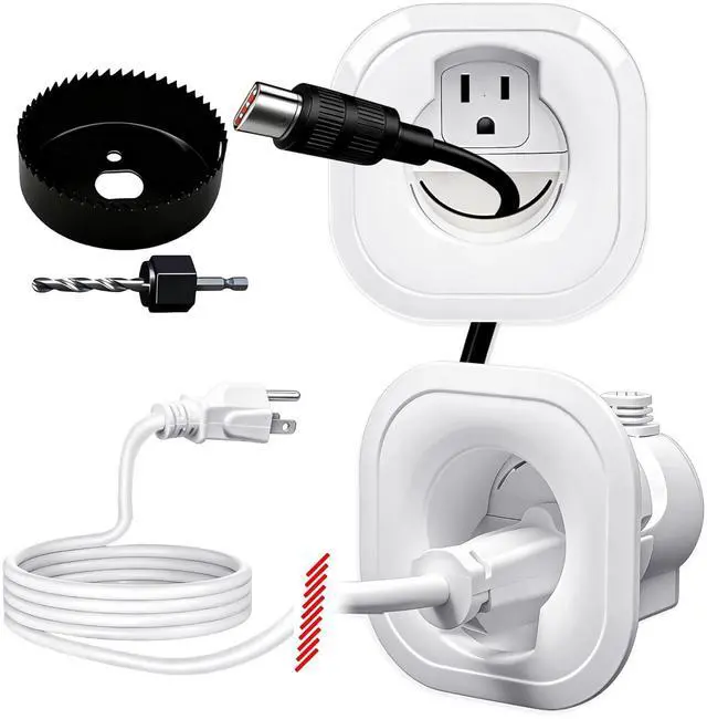 Main image of in Wall Cable Management kit Recessed TV Outlet W/Hole Saw & Drill Template Power & Low Voltage Wire Safe tv Cable Hider wall kit for Wall Mounted TV Home Theater