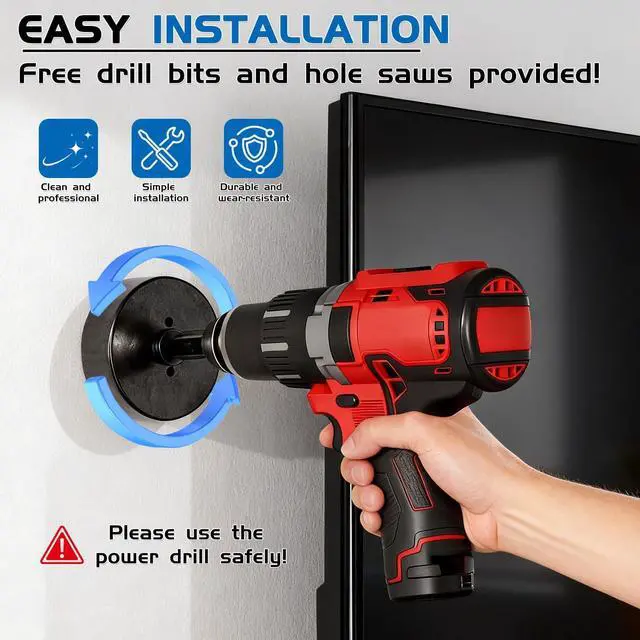 Alt view image 5 of 6 - in Wall Cable Management kit Recessed TV Outlet W/Hole Saw & Drill Template Power & Low Voltage Wire Safe tv Cable Hider wall kit for Wall Mounted TV Home Theater