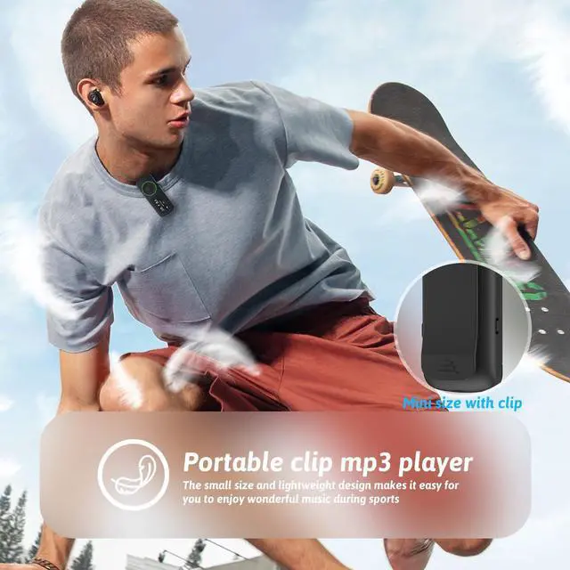 Alt view image 3 of 6 - 64GB Sport Clip on MP3 Player with Bluetooth- Superlight Mini MP3 Player with Clip and Recorder(No FM), MicroSD Support, Shuffle Playback for Running, Cycling, Hiking, Climbing and Yoga