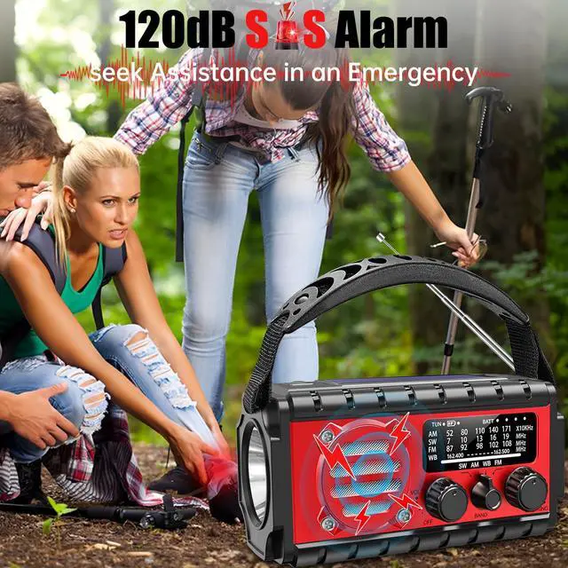 Alt view image 5 of 6 - 20000mah Emergency Radio, SW/NOAA/AM/FM Weather Radio, Solar Powered Hand Crank Charger with Big Battery Powered, Portable, Cellphone Charge, SOS, Flashlight for Emergency/Home