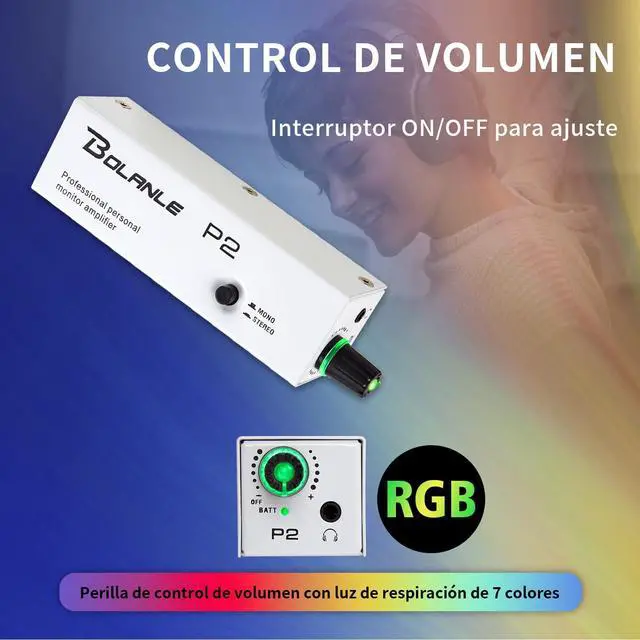Alt view image 6 of 6 - P2 Portable in-Ear Monitor Amplifier, XLR/TRS Stereo/Mono Switch | Built-in belt clip + line out for mixer connection - ideal for stage and rehearsal