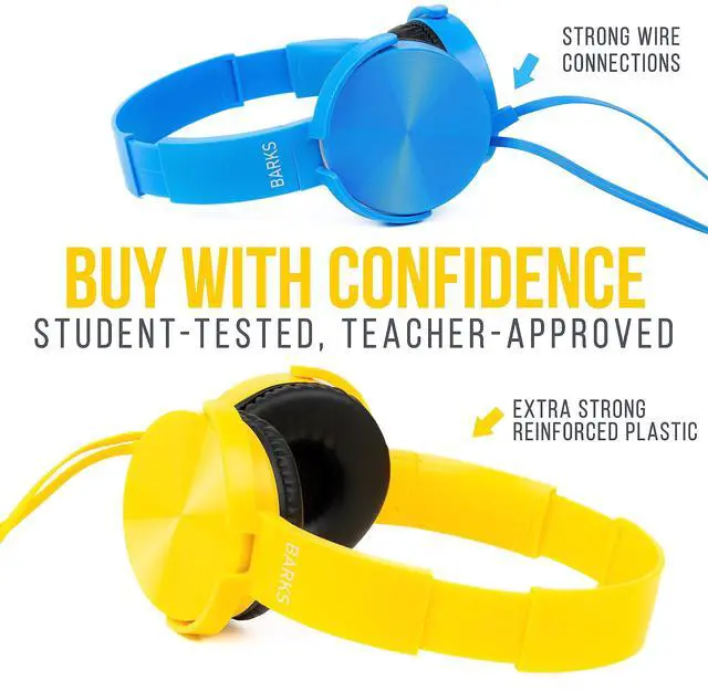 Alt view image 6 of 6 - Select Classroom Headphones Bulk 10 Pack On-Ear Wired 3.5mm Mixed Colors | Durable Everyday Student Use, Colorful Class Set, Tangle-Free Cords, Adjustable Fit All-Day Comfort, Easy Clean, K-12 Schools