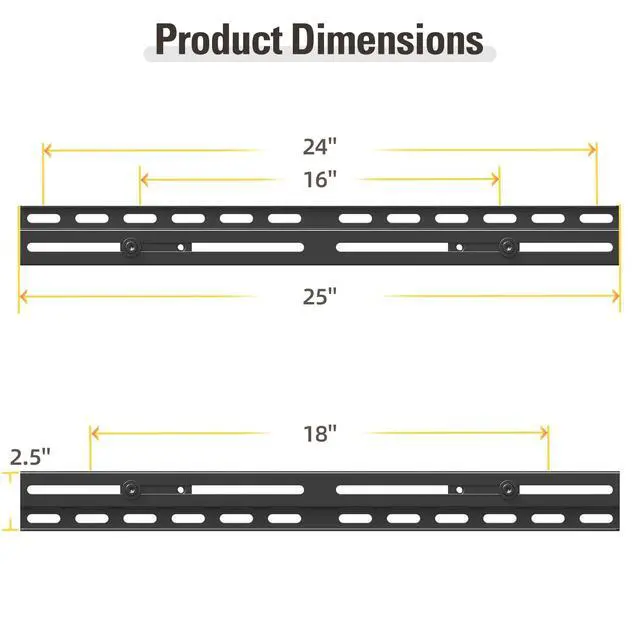 Alt view image 2 of 6 - Universal TV Wall Mount Extension Bracket for Televison Wall Plate, Fitting 16'' - 24'' Wood Studs and Easy Centering in Position, Max Loading Capacity of 154 LBS MD5232