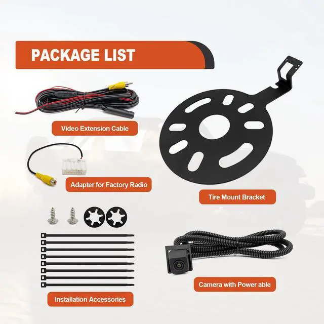 Alt view image 2 of 6 - Spare Tire Backup Camera, Car Rear View Back Up Camera for Jeep Wrangler Spare Tire Mount 2007-2018, Waterproof Wide Angle Removable Camera Guidelines with OEM Monitor Adapter