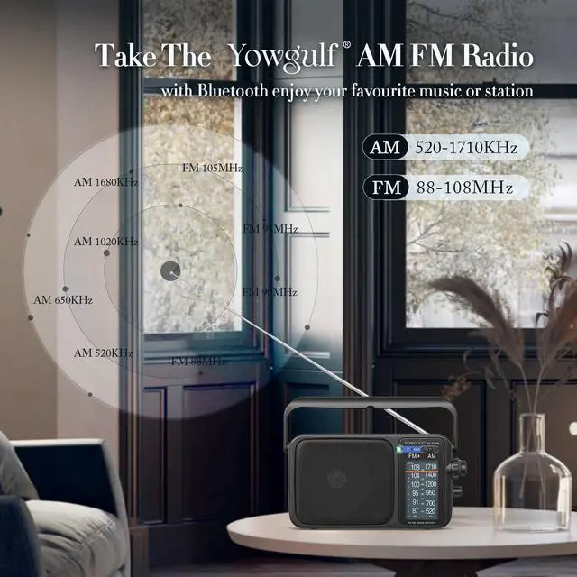 Alt view image 3 of 6 - AM FM Radio Portable Battery Operated or AC Power Headphone Jack | Classic retro design,great reception,big speaker,large tuning knob,ideal gift for elders,home decoration & daily listening