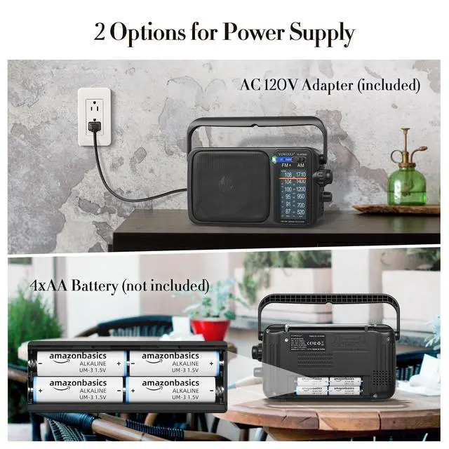 Alt view image 4 of 6 - AM FM Radio Portable Battery Operated or AC Power Headphone Jack | Classic retro design,great reception,big speaker,large tuning knob,ideal gift for elders,home decoration & daily listening
