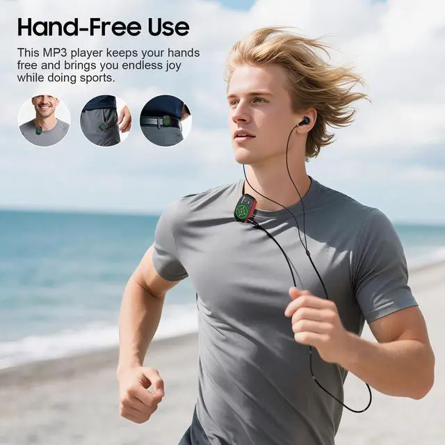 Alt view image 4 of 6 - Clip MP3 Player with LED Light, 8GB X2 Mini MP3 Music Player | Clip-On MP3 Player With Shuffle and Loop Playback for Sports, Gym, Jogging, Running, Lossless Sound Quality