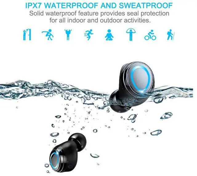 Alt view image 3 of 6 - Wireless Earbuds, Bluetooth 5.3 Earbuds 140H Playtime Headphones HD Stereo Noise Cancelling Earphones in Ear with Mic, USB-C Charging Case, IP7 Waterproof Headset for Sports