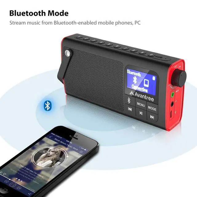 Alt view image 3 of 6 - SP850 Portable 3-in-1 FM Radio with Bluetooth Speaker | Compact Radio with SD Card MP3 Player, Rechargeable, LED Display & Headphone Jack, Pocket Size with Handheld