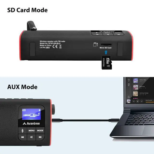 Alt view image 4 of 6 - SP850 Portable 3-in-1 FM Radio with Bluetooth Speaker | Compact Radio with SD Card MP3 Player, Rechargeable, LED Display & Headphone Jack, Pocket Size with Handheld