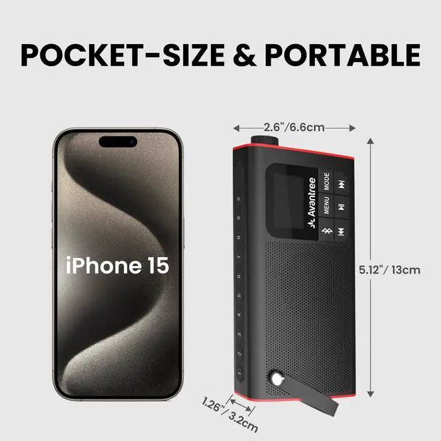 Alt view image 5 of 6 - SP850 Portable 3-in-1 FM Radio with Bluetooth Speaker | Compact Radio with SD Card MP3 Player, Rechargeable, LED Display & Headphone Jack, Pocket Size with Handheld
