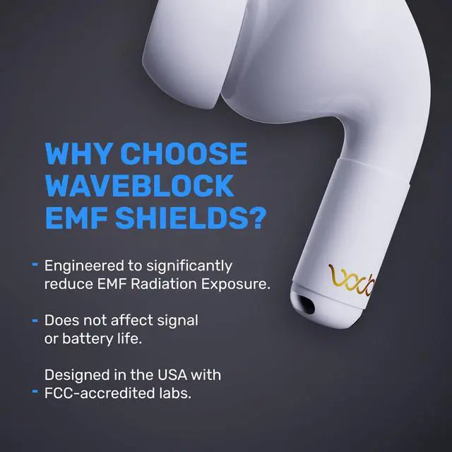 Alt view image 5 of 6 - EMF Shield Sticker for AirPods 2nd/3rd/4th Gen, 1-Pack | FCC Lab-Tested, USA Patented, Short Stem Airpods, 5G Wireless Devices