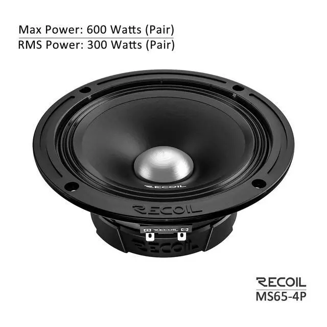 Alt view image 2 of 6 - MS65-4P 6.5-Inch Midrange Pro Audio Car Speakers Door Speakers | Premium Quality 600 Watts Max Pair 4Ohm, 1.5-Inch High Temperature Kapton Voice Coil