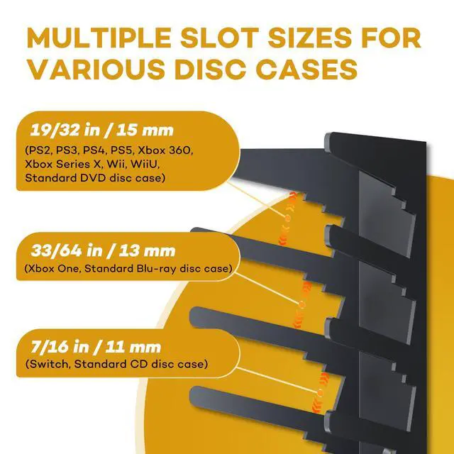 Alt view image 4 of 6 - Video Game Storage Wall Mount Game Case Holder, Metal Wall Mounted Media Storage Shelves for PS, Xbox, Switch Game Organizer (4-Pack)