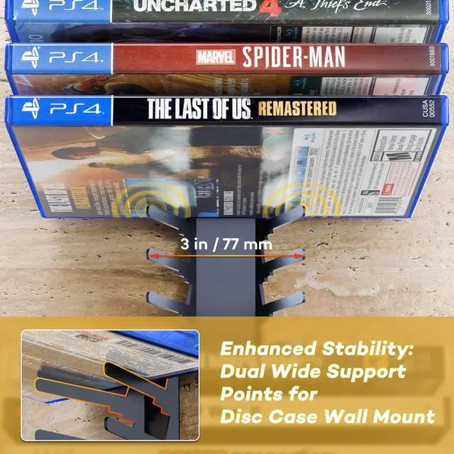 Alt view image 5 of 6 - Video Game Storage Wall Mount Game Case Holder, Metal Wall Mounted Media Storage Shelves for PS, Xbox, Switch Game Organizer (4-Pack)