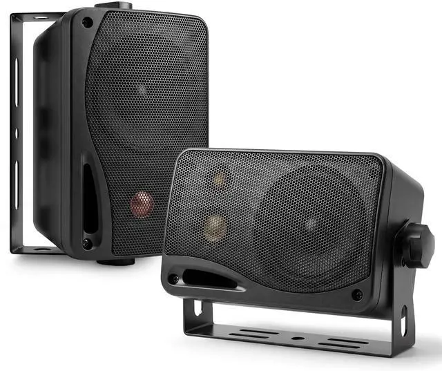 Main image of 3-Way Indoor Outdoor Speaker System - 3.5 Inch 200W Pair of Mini Box Ceiling Wall Mount Speakers w/1" Tweeter, 3.25" Woofer, 1.75 Midrange - Home Theater Entertainment, PA System - 2022SX
