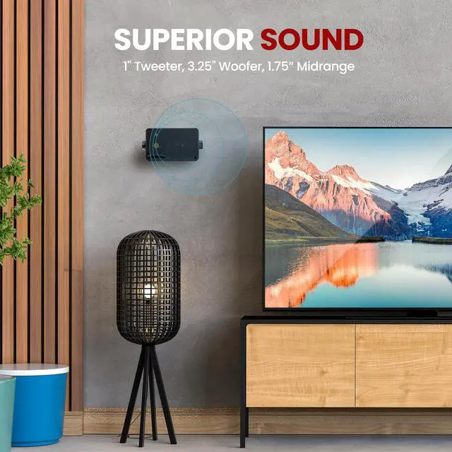 Alt view image 3 of 6 - 3-Way Indoor Outdoor Speaker System - 3.5 Inch 200W Pair of Mini Box Ceiling Wall Mount Speakers w/1" Tweeter, 3.25" Woofer, 1.75 Midrange - Home Theater Entertainment, PA System - 2022SX