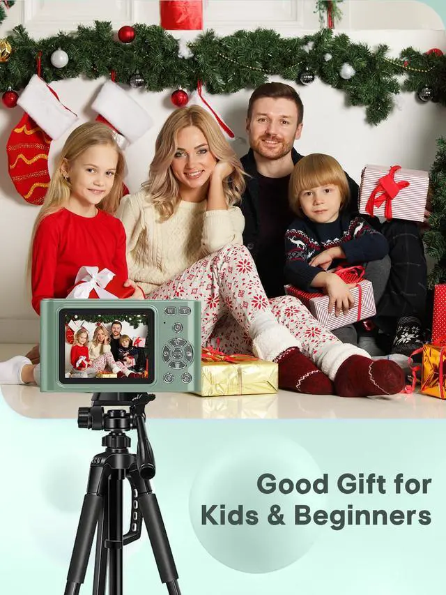 Alt view image 6 of 6 - Digital Camera - 1080P Vlog Camera, 44MP Compact, 16X Zoom, Anti-Shake, Green Gift for Kids