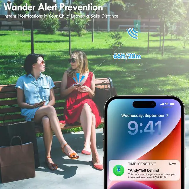 Alt view image 3 of 5 - GPS Tracker for Kids 4 Pack, Magnetic Unlocker Tool, Hidden Anti-Removal Pin Tag, Works with Apple Find My (iOS only), No Monthly Fee, Tracking Device for Children Elderly Pets Backpack