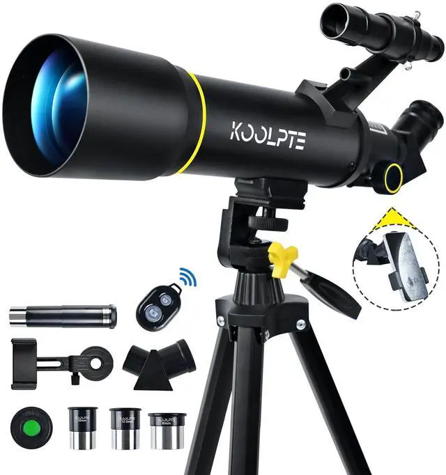 Main image of 70mm 400mm Telescope for Kids & Beginners, 20X-200X AZ Mount Kit | 70mm 400mm telescope for kids and beginners; anti-reflection optics, 20X-200X range, phone adapter, tripod and remote kit